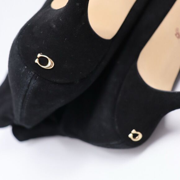 $350 Coach Restored Jade Bootie SUEDE BLACK POINTY GOLD "C" HEEL SOCK 11 - Picture 7 of 7